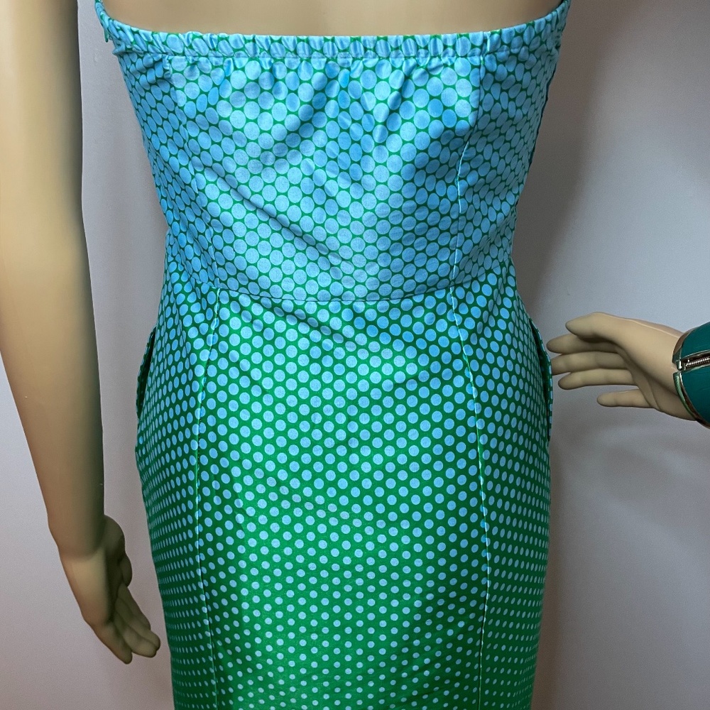 Polka dot turquoise green ombré strapless dress! - Picture 10 of 11